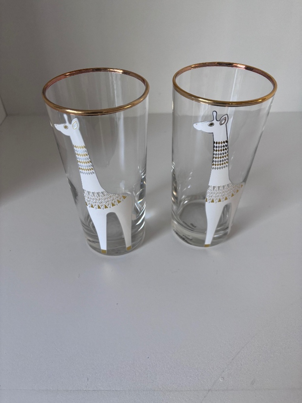 2 vintage Jonathan Adler giraffe highball glasses
